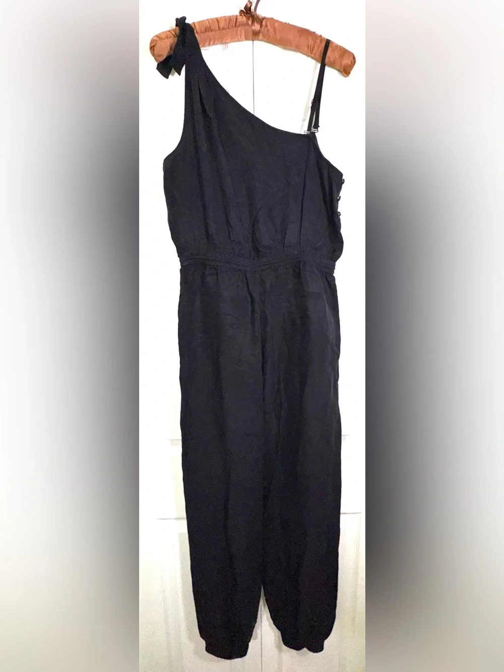 PAIGE Zahra Lightweight One Shoulder Jumpsuit Black Size M NWT
